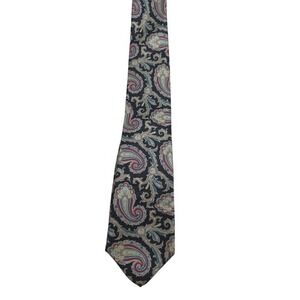 Adams Row Paisley Men's Paisley Vintage  Navy Blue Red 100% Silk Made in USA